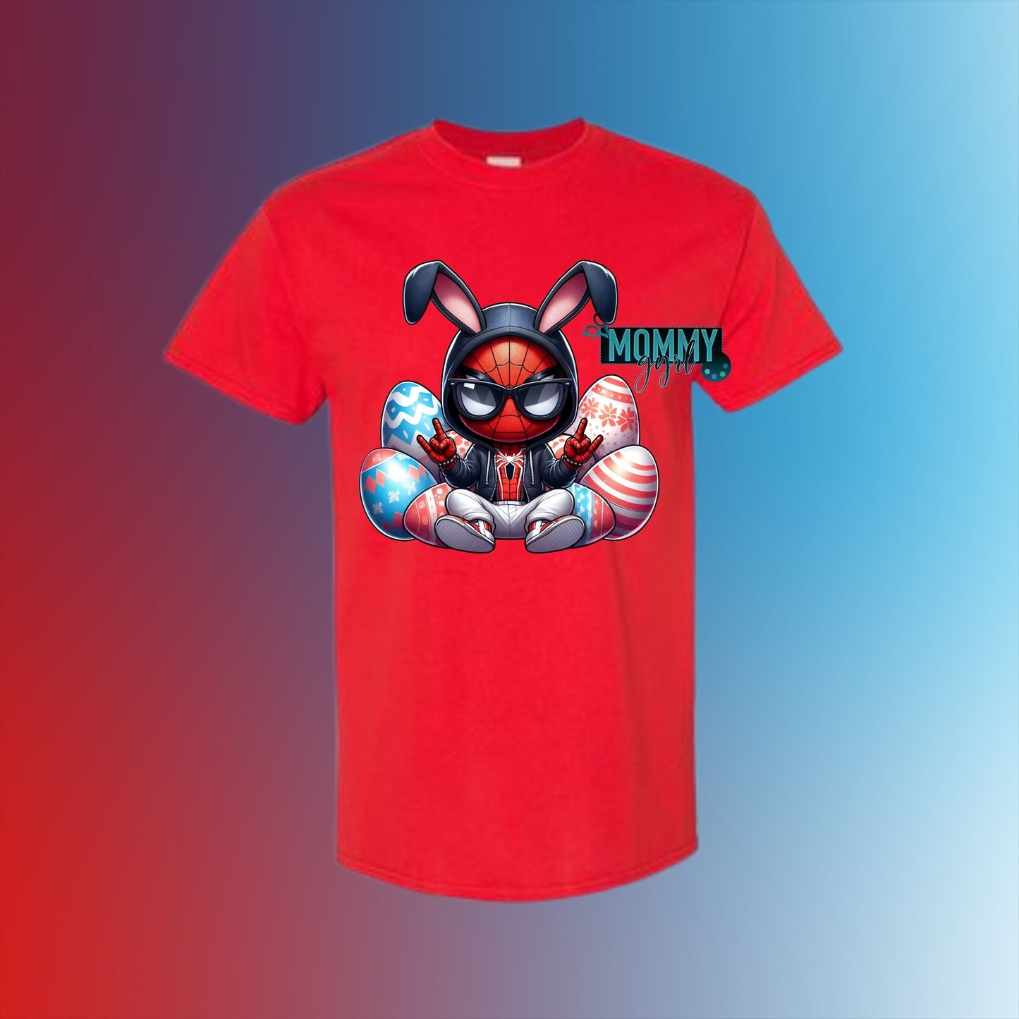 Red and Blue Superhero Easter Youth Shirt
