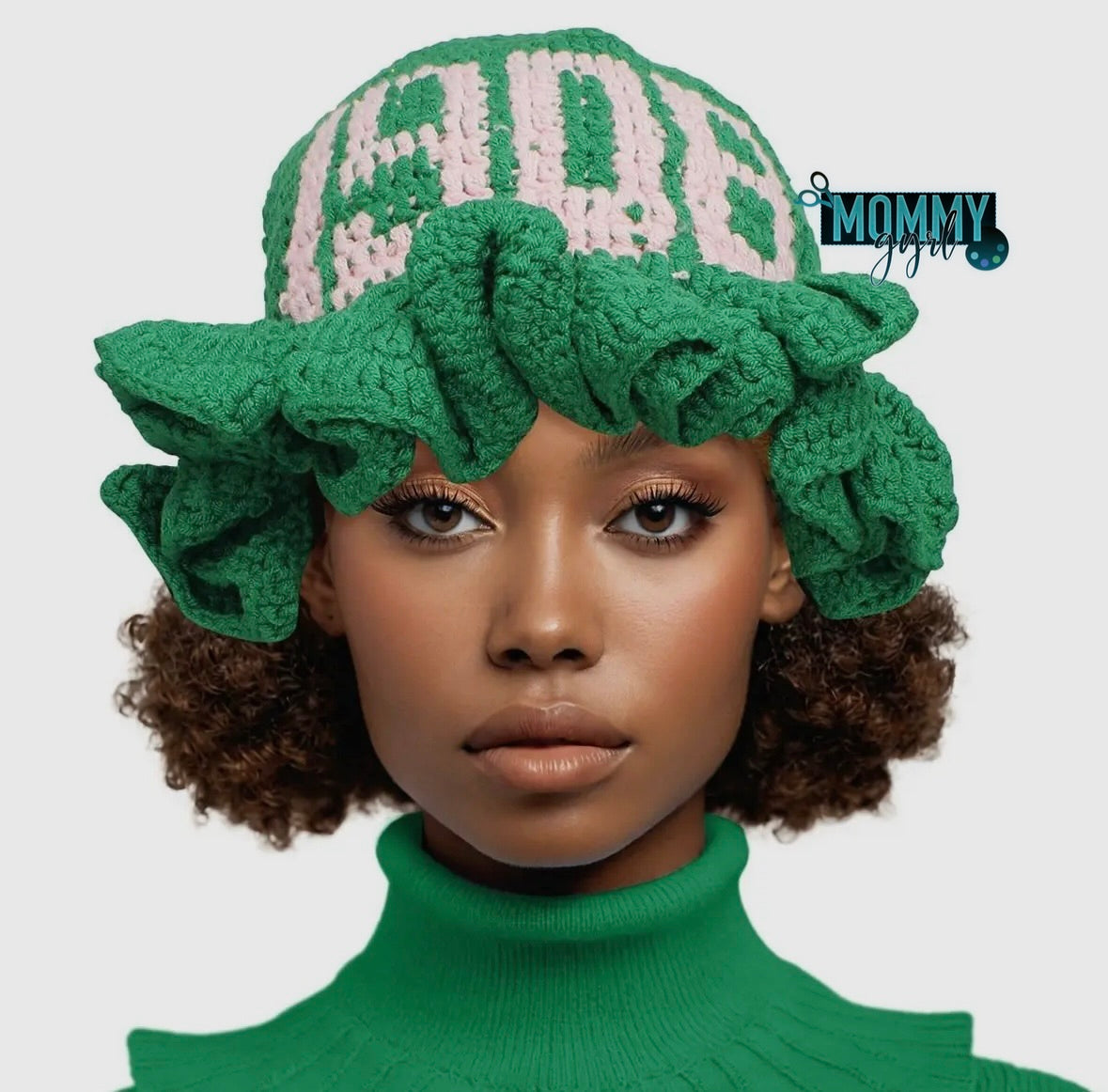 Pink and Green Crochet Hat