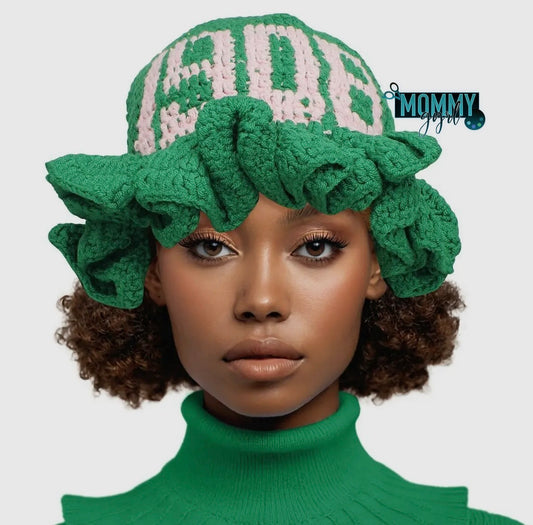 Pink and Green Crochet Hat
