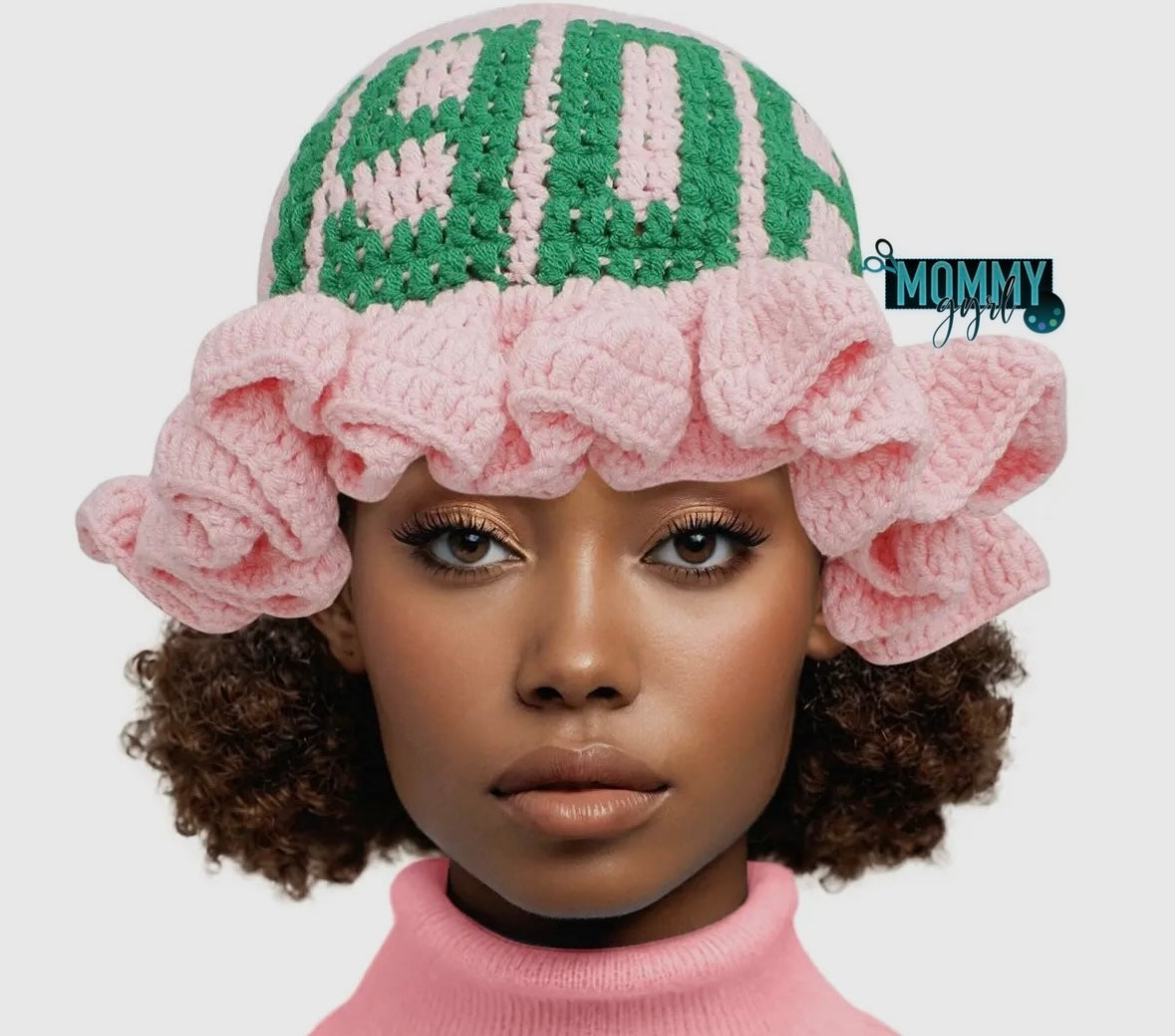 Pink and Green Crochet Hat