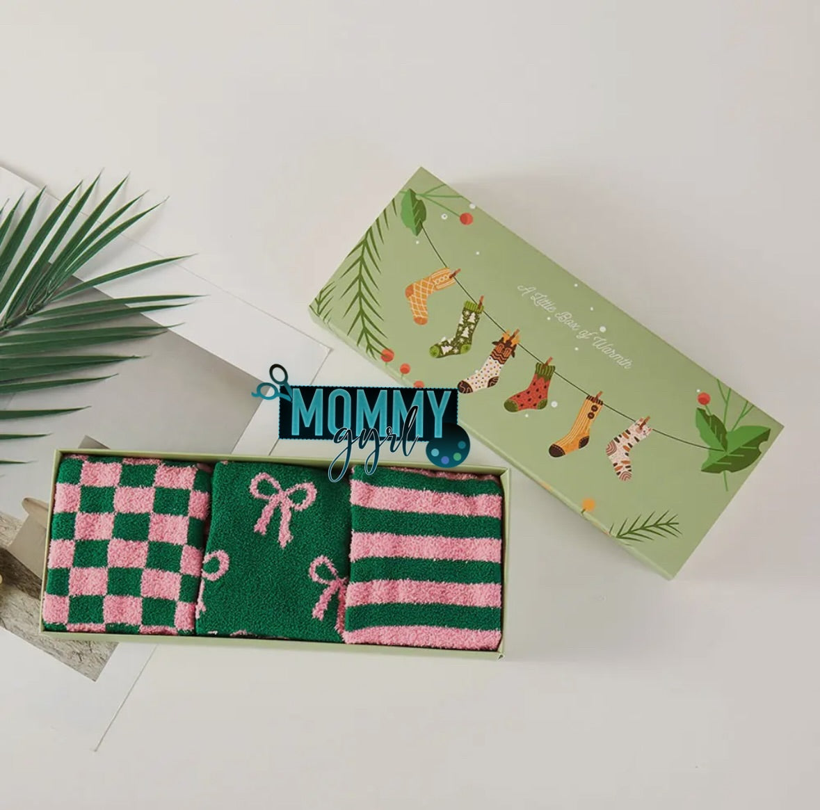 Pink and Green Fuzzy Sock Set